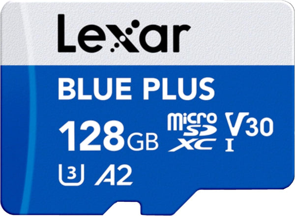Lexar Blue Plus 128GB MicroSD Memory Card UHS-I with SD adapter, up to