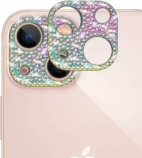Omorro Bling Camera Lens Cover Protector for iPhone 14, 3D Glitter Crystal Diamond Rhinestone Anti-Scratch Sticker