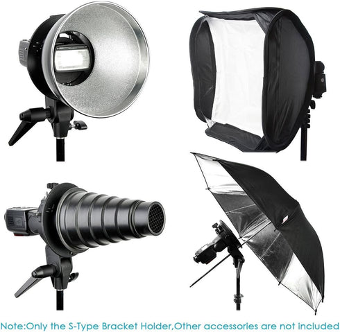 NEEWER S Type Bracket Holder with Bowens Mount for Square Head Flash Speedlite, Compatible with Godox AD200Pro