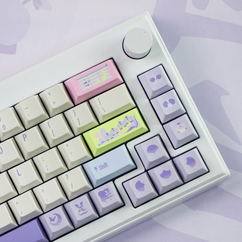 Hyekit PBT Keycaps, Cherry Profile Custom Keycap Set, 144 Keys Orchid Plant Theme for Mechanical Keyboards