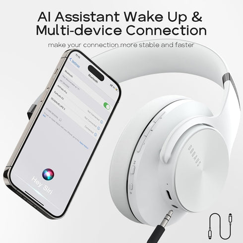 90H 3 DOQAUS Bluetooth Headphones Over Ear, Playtime, EQ Modes, HiFi Audio, ENC Mic, Reinforced Durable Frame & Soft