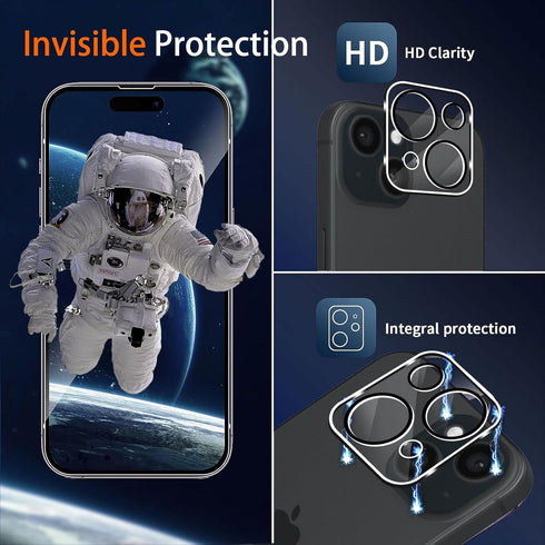 ?2+2 Pack? Privacy Screen Protector and Camera Lens Protector for iPhone 15 Pro Max, 9H Hardness Tempered Glass