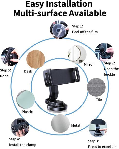 Car Phone Mount for Samsung Galaxy Z Fold 5, 4, 3 - 360° Rotatable Tablet Holder for iPad Mini 6, Pro, Air, Pixel Fold,