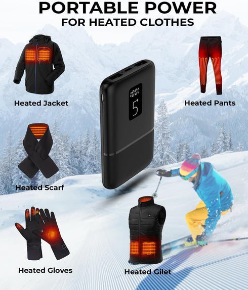 Vida IT 2-Pack Small Power Bank, 5000mAh USB Battery Pack for Heated Clothing Vest Jacket, Portable Phone Charger for