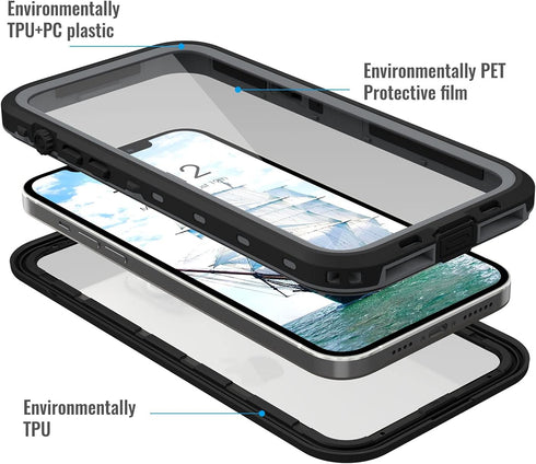 iPhone 13 Pro Case, Waterproof & Shockproof Full Protection, IP68, 6.1 Inch, Black