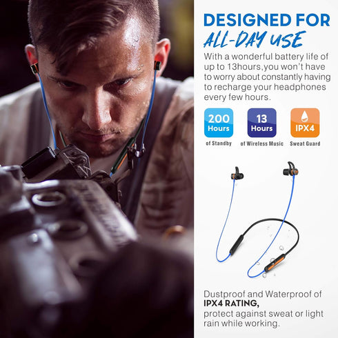 MIPEACE Bluetooth Noise Reduction Headphones, 29db Noise Isolating Work Earbuds with Mic, 13+ Hour Playtime, IPX4