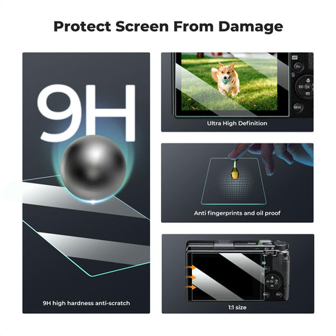 K&F Concept 3pcs Screen Protector for Sony ZV-E1, A7 IV, A6700, A7CII Camera & Hot Shoe Cover, Ultra Clear Tempered