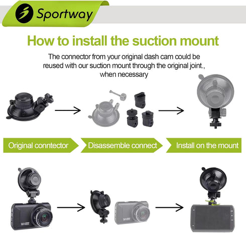 S501 Dash Cam Suction Mount Holder (5th Gen) for CHORTAU, OldShark, NIUTA, Boogiio, ORSKEY, Abask & More