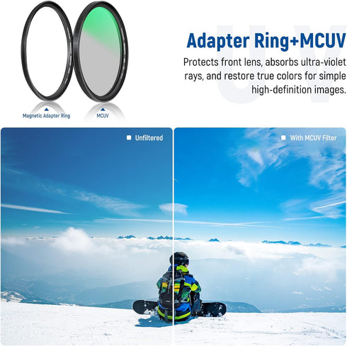 NEEWER 55mm 4-in-1 Magnetic Lens Filter Kit, ND1000+MCUV+CPL+Adapter Ring, Waterproof HD Optical Glass