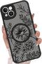 OOK Designed for iPhone 15 Case Black Floral Flower Leaves Pattern Compatible with