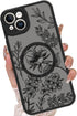 OOK Designed for iPhone 15 Case Black Floral Flower Leaves Pattern Compatible with