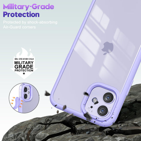 oakxco Thin Slim Clear Case for iPhone 11, Transparent Hybrid Hard Shell & Soft Silicone Rubber Bumper, Purple Lavender
