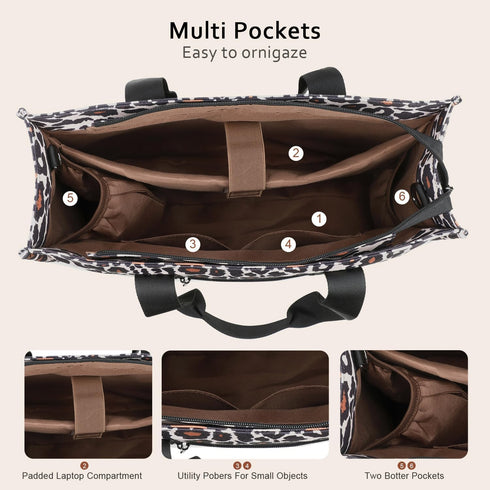 15.6 inch Laptop Tote Bag for Women Work Canvas Shoulder Bags Computer Messenger Purse Teacher Handbag Office Briefcase