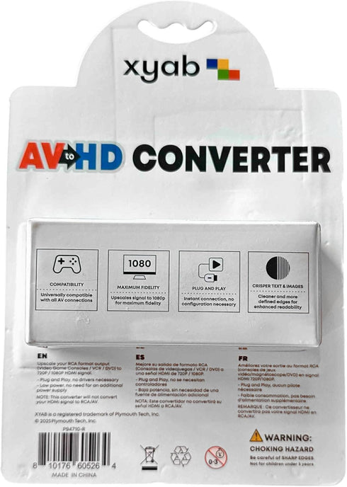 XYAB 1080P AV to HDMI Converter RCA to HDMI Adapter for TV, Monitor, or Projector Supports HD Video & Audio Compatible