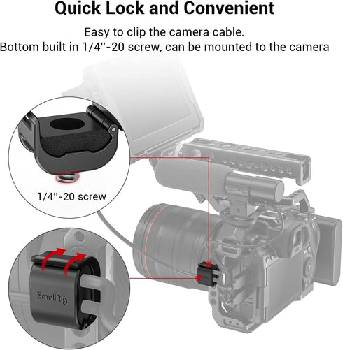 SMALLRIG (4 2-7mm Camera Clamp pcs) for HDMI/SDI/Microphone Cable, DSLR Camera Cable Lock Mount Support