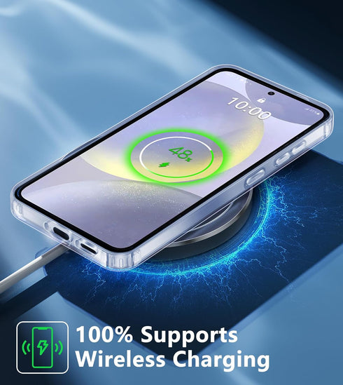 FNTCASE Anti Yellowing Clear Case for Samsung Galaxy S24, Military Grade Protection Slim Shockproof Transparent Cover