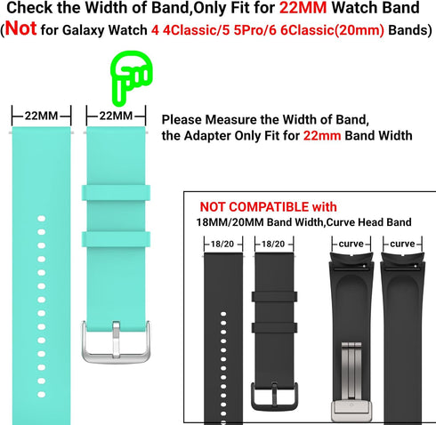 2Pairs Adapters for Samsung Galaxy Watch Ultra 47mm Connector 22mm Watch Band, Metal Stainless Steel Connection Adapter