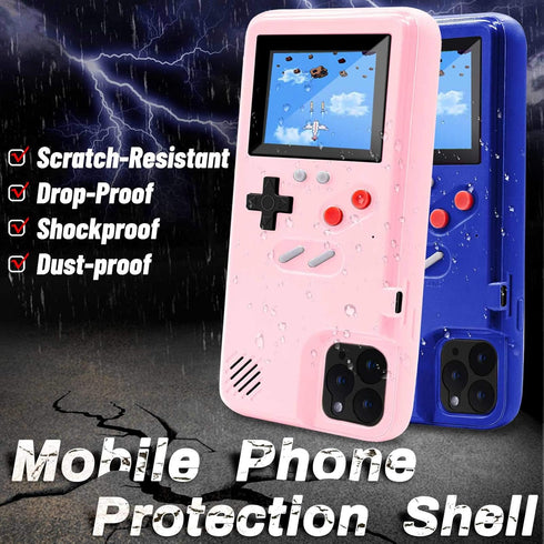 Game Console Case for iPhone, Retro Protective Cover with 36 Small Games, Full Color Display, Video Game Case for