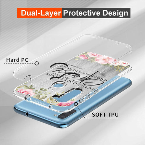 Clear Galaxy A11 Case Compatible with Samsung A11, Dual Layer Hybrid Soft TPU + Hard PC Shockproof Phone Case, Bible