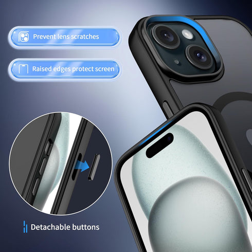 CACOE Magnetic Case for iPhone 15 2023, Compatible with MagSafe, Anti-Fingerprint Shockproof Cover, Matte Black