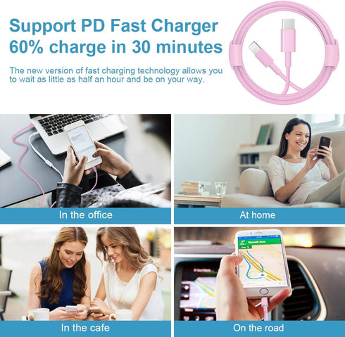 iPhone Charger Super Fast Charging 20W PD Power Wall Charger with 6FT Cable Compatible with iPhone 14/13/12/11 Pro Max