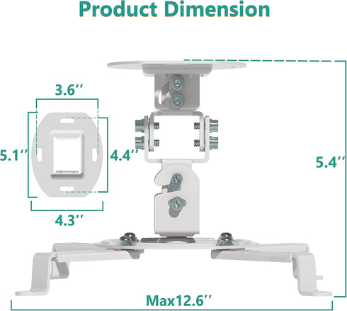WALI Projector Ceiling Mount, Universal Low Profile with Retractable Arms and Multiple Adjustment Function (PM-002-W),
