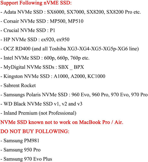 M.2 NVME SSD Convert Adapter for MacBook Air Pro Retina Mid 2013-2017, NVME/AHCI SSD Upgrade Kit
