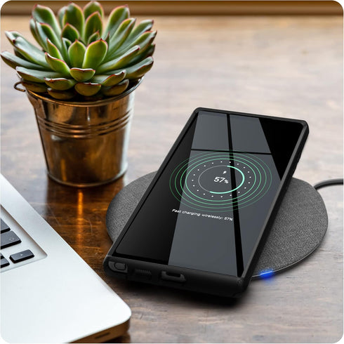 ENCASED Heavy Duty Protective Case for Samsung Galaxy S22 Ultra - Black Phone Cover