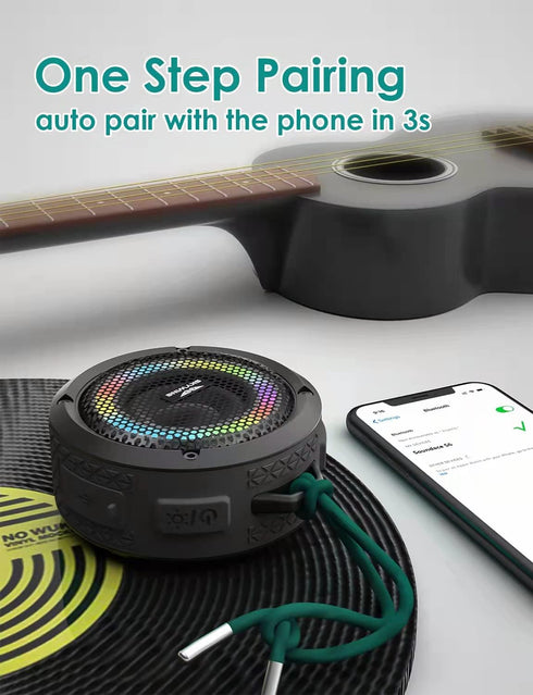 Bluetooth Shower Speaker, Soundace S6 IPX7 Waterproof Portable Speaker with Suction Cup Hook, TWS RGB Lights for Outdoor