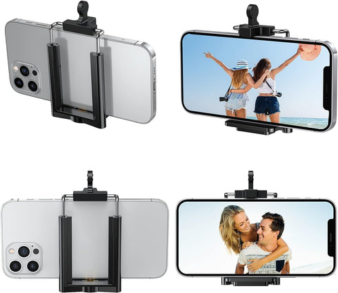 Adjustable Tripod Phone Mount Holder, Clip for iPhone Mount Adapter, Fits iPhone 15 14 13 12 Pro Max & Galaxy