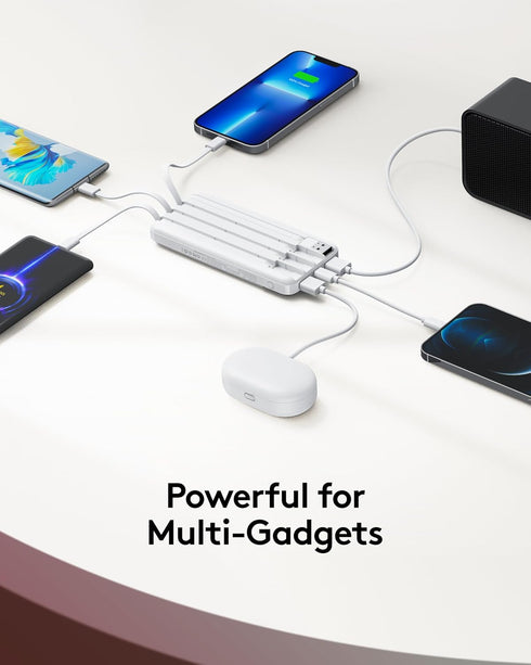 Orfeika 10000mAh Pack Portable Phone Charger, Portable Charger Power Bank with Built-in Cables, Travel Essential