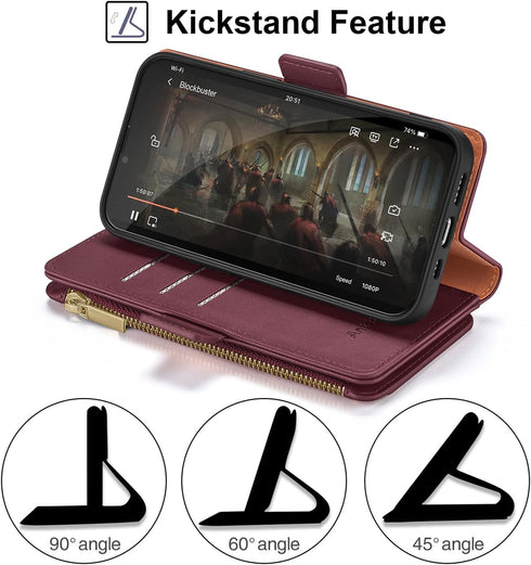 Antsturdy Galaxy A71 5G Case Wallet with Card Holder, RFID Blocking PU Leather Flip Shockproof Cover with Strap, Wine