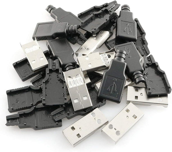 Maxmoral 10PCS USB 2.0 Connector A Type Male 4-Pin Plug with Black Plastic Cover for DIY