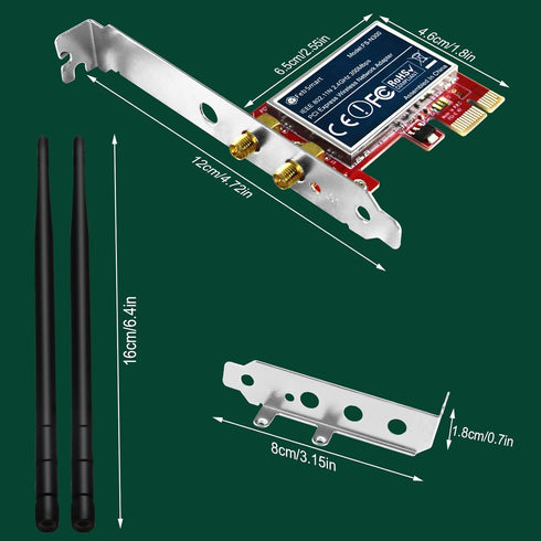 Wireless N 2.4GHz 300Mbps PCIE Wireless Network Adapter for Windows and Linux PCs, PCIE WiFi Card