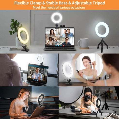 ACMEZING 5 Dimmable 5 Video Conference Lighting Kit, Ring Light Clip on Laptop Monitor with Color & Brightness Level
