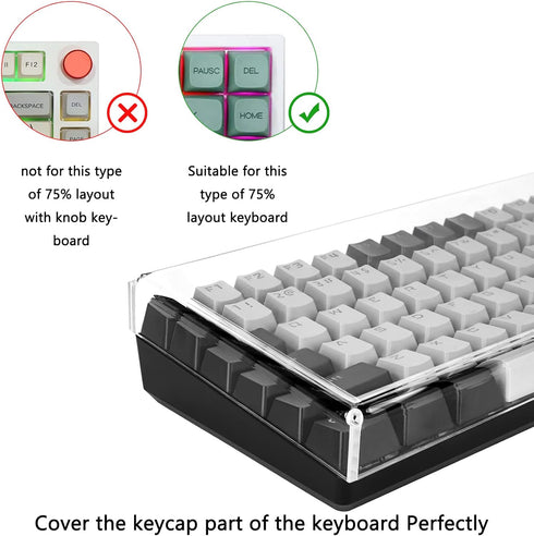Geekria Keyboard Dust Cover, Keypads Cover for 75% Compact 84 Key Keyboard, Compatible with Logitech MX Mechanical Mini, Logitech POP Keys Mechanical, Keychron K2 Keyboard (Clear Acrylic)