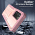 ExoGuard Rubber Shockproof Case for Samsung Galaxy A03S 5G, with Screen Protector and Built-in Kickstand (Pink)