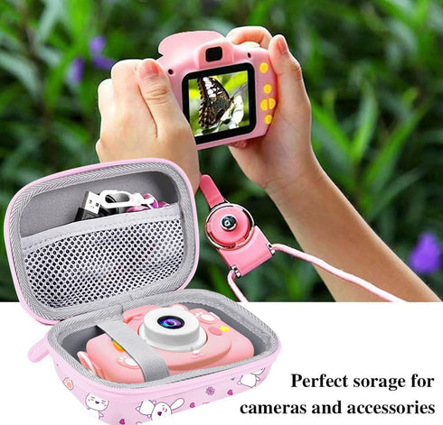 Leayjeen Kids Camera Case for Goopow/Mgaolo/CIMELR/Seckton/OZMI/Dylanto, Pink Rabbit Case Only for Toddlers and Teens