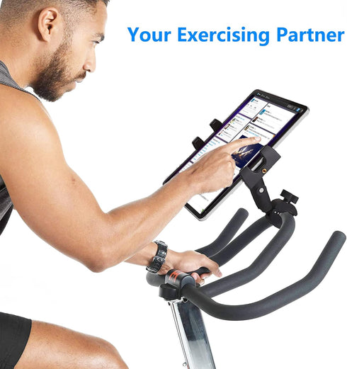 Treadmill Tablet iPad Holder Bike Handlebar Mount Clamp for 4-13" Devices, Compatible with Stationary Bikes