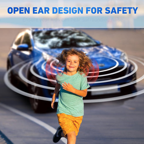 Kids Headphones Bluetooth 5.2 Air Conduction Open Ear, 85dB Volume Limiting, Stereo Sound with Mic, IPX5 Waterproof,