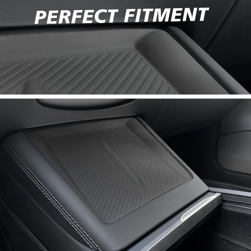 BestEvMod Non Slip Silicone Mat for 2024 Refreshed Tesla Model 3 Highland Center Console Phone Charge Area (Black)