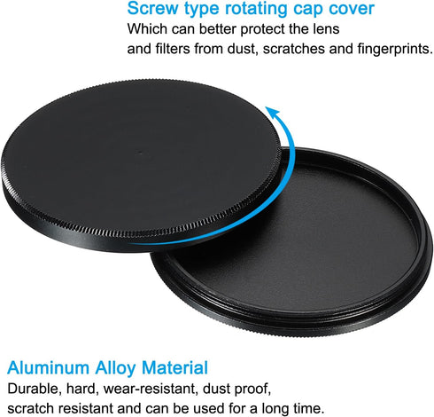 PATIKIL 46mm Lens Cap, 2pcs Universal Lens Filter Stack Cap with Cleaning Cloth for Photography Camera Filter