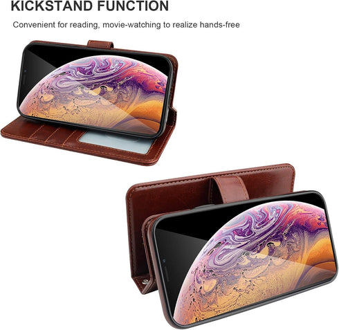 Bocasal Wallet Case for iPhone Xs/X, Card Holder PU Leather, Magnetic Detachable Kickstand, Shockproof Flip Cover