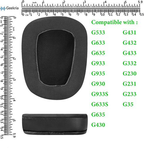 Geekria Sport Cooling-Gel Replacement Ear Pads, Black, for Logitech G533, G633, G635, G933, G935, G930, G933S, G633S,