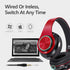 Bluetooth Over Ear Headphones with Microphone, Lightweight Wired/Wireless HiFi Stereo, Colorful LED Lights, Deep Bass