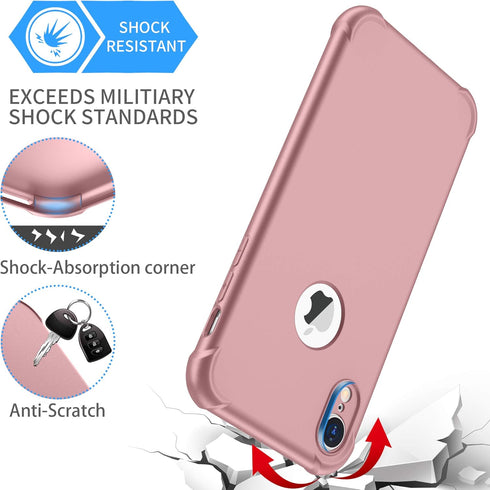 ORETECH iPhone XR Case with 2 x Screen Protectors, 10 Ft Military Grade Drop Test, Rose Gold