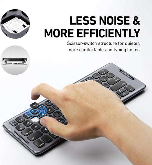 Foldable Bluetooth Keyboard with Stand Holder, Portable Wireless Keyboard for iOS, Android, Windows, Travel, B088