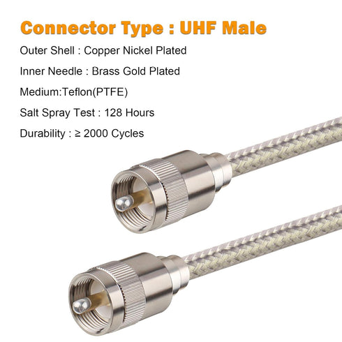 20ft,RG8X PL259 50 Analyzer,Dummy MOOKEERF CB Coax Cable Stranded Core UHF Male to Male Low Loss CB Antenna Cable Ohm