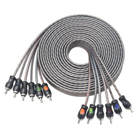 RECOIL RCI620 100% Oxygen Free Copper 20ft 6-Channel RCA Audio Cable, Twisted