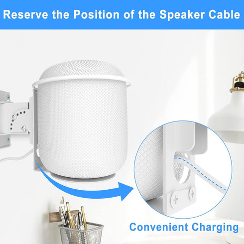 Speaker Wall Mount for HomePod 1st Gen - Adjustable Swivel & Tilt Heavy Duty Mount with Hardware Kit, White